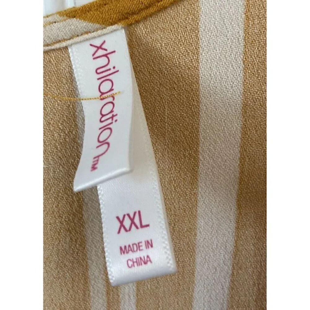 Xhilaration Womens XXL Faux Wrap Sunflower Yellow White Striped Ruffle Hem Dress